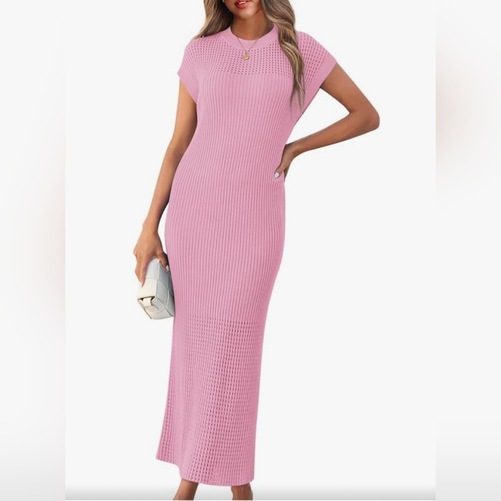 NWOT! Beautiful Pink Knit Maxi Dress